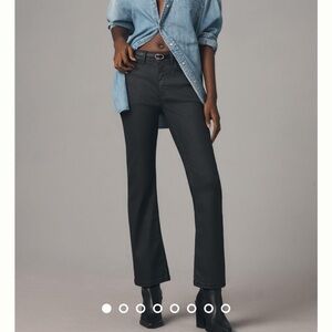 The Yaya Coated Mid-Rise Crop Flare Jeans